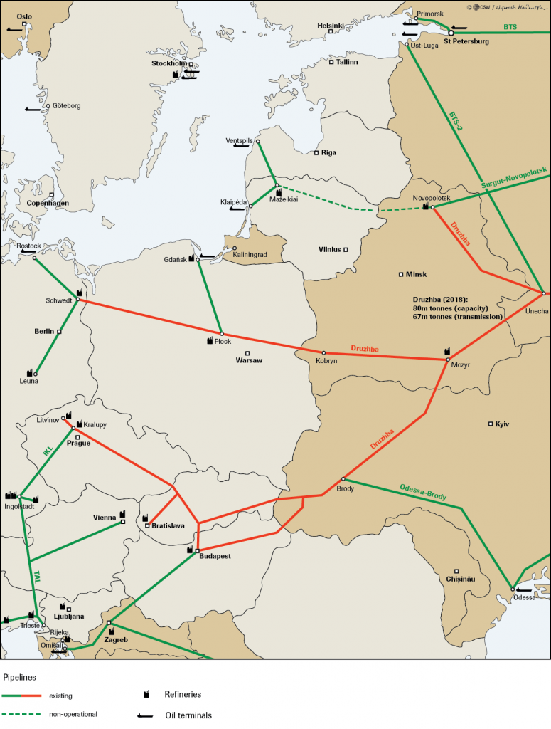 Схема нефтепровода дружба