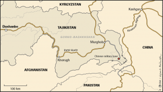  Map. China’s military base on the Chinese-Afghan-Tajik frontier