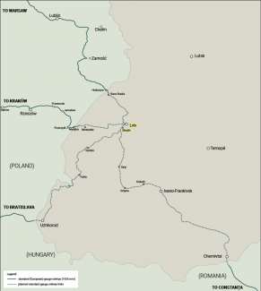 Map 3. Rail links around the terminal in Sknyliv