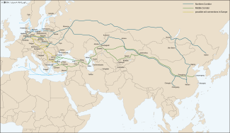 Map 5. Overland transport corridors between Europe and China