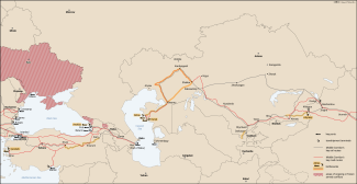 Map 6. Transport infrastructure along the Middle Corridor across the transit states