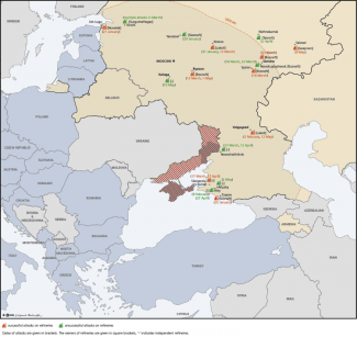 Map. Attacks on Russian refineries between 1 January and 15 May 2024