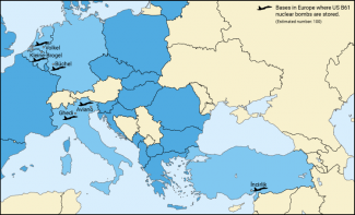 Map. US tactical nuclear weapons in Europe