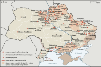 Mapa. Rosyjski atak na Ukrainę (stan na 1 marca, godz. 11.00)