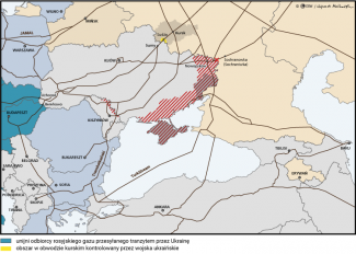 Mapa. Ukraina na mapie gazociągów eksportowych do UE