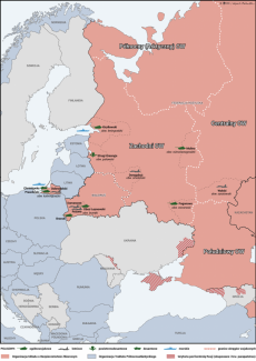 Mapa. Obszary ćwiczeń „Zapad 2021”