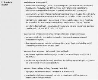 Wybrane propozycje działań zawarte w raporcie Niinistö-2