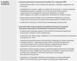 Wybrane propozycje działań zawarte w raporcie Niinistö-8