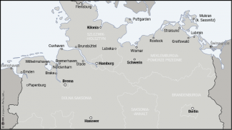 Mapa. Porty morskie w Niemczech