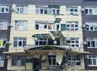 zniszczony szpital w Ługańsku; fot. Nexta