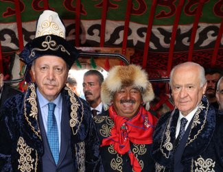 Recep Tayyip Erdoğan i Devlet Bahçeli podczas obchodów rocznicy bitwy pod Manzikertem, 26.08.2019