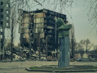 The photo shows the damage in Borodianka 