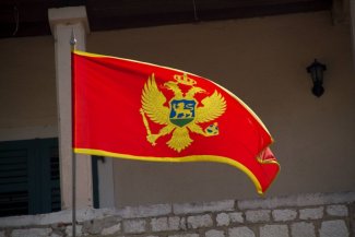 The photo shows the flag of Montenegro 