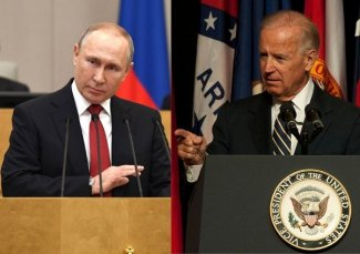 Zdjęcie przedstawia prezydentów Putina i Bidena