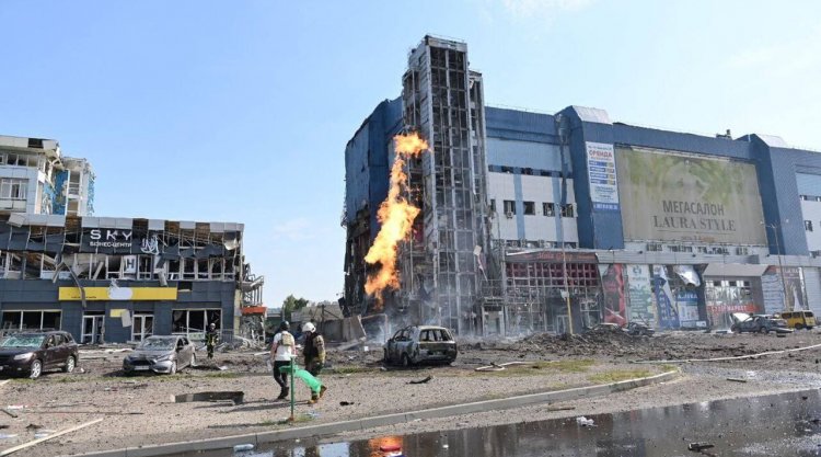 Destructions in Kharkiv after Russian attack